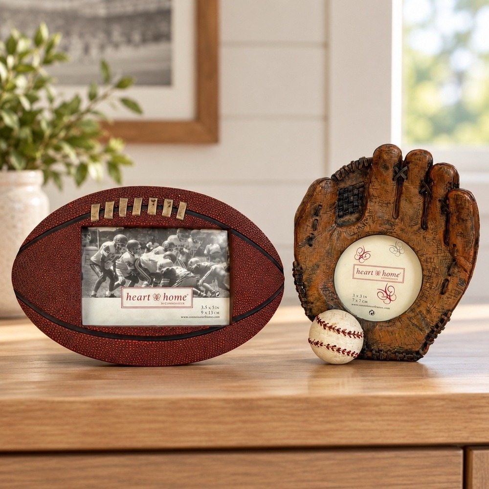 VTG Heart & Home Sports Picture Frame Set Football Baseball Glove Connoisseur